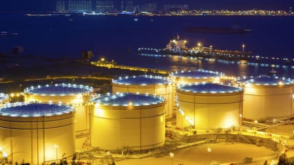 Refinery at night